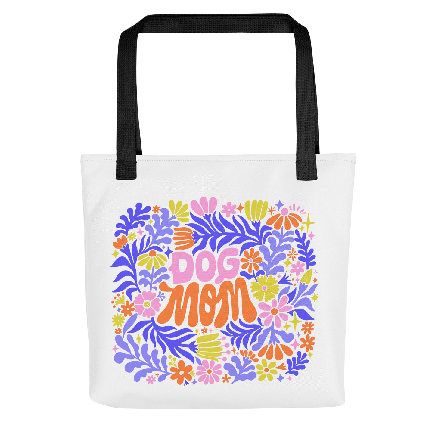Blue Floral Dog Mom Tote Bag