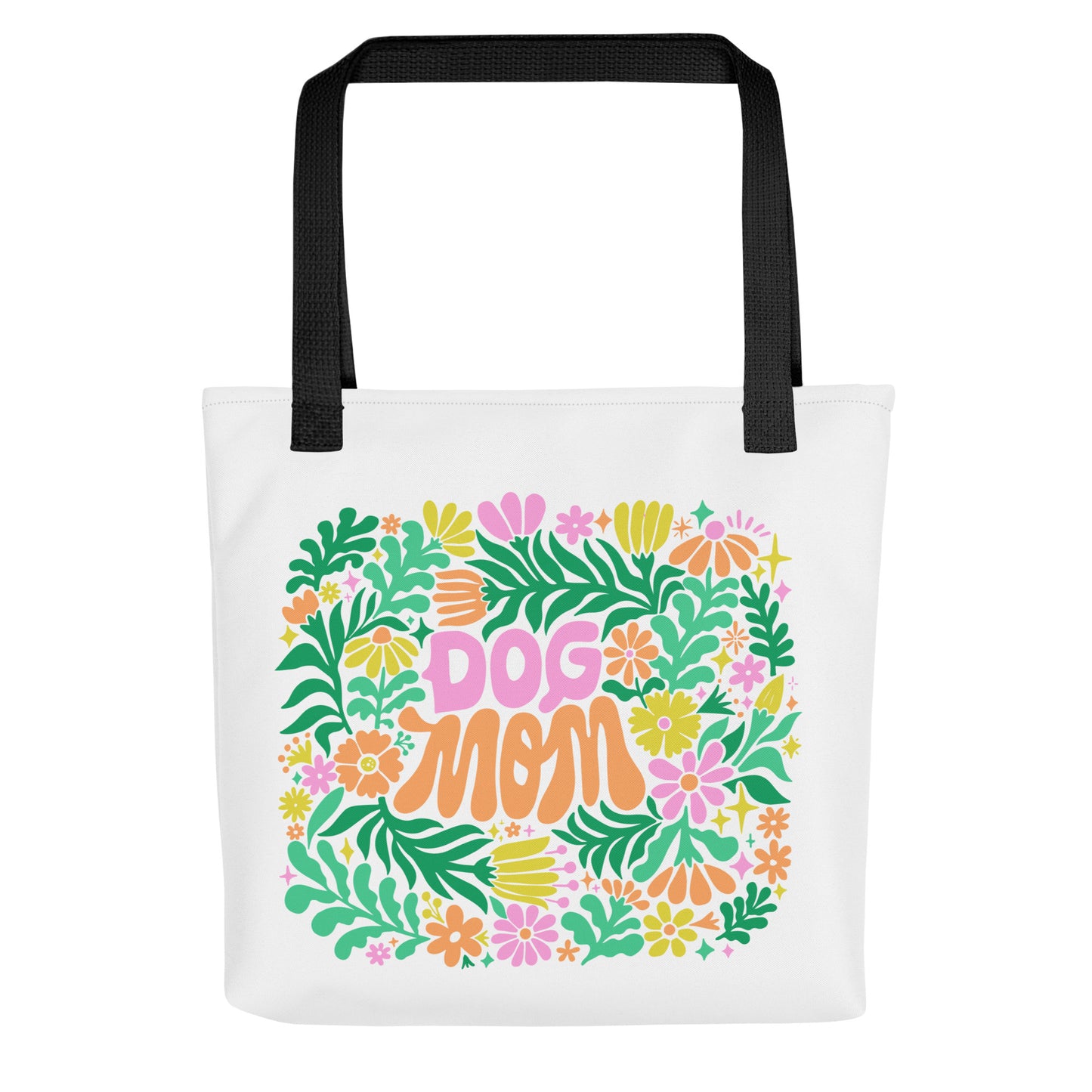 Green Floral Dog Mom Tote Bag